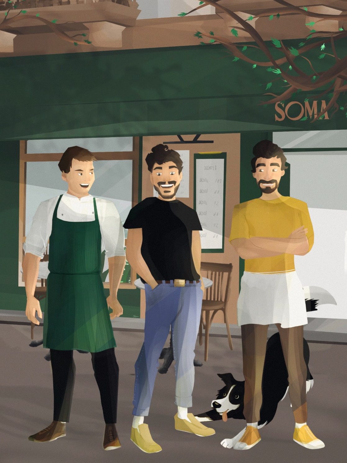 Tres amigos: Javi, Daniele y Adria